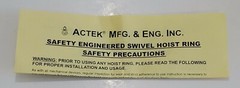 *NEW* Actek AK46650 3/4-10 Swivel Hoist Ring 2500 LBs Capacity + Warranty!