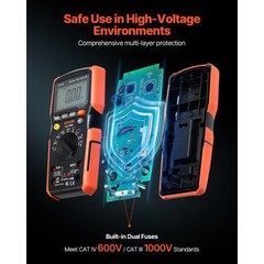 Digital Multimeter, 6000-Count TRMS DC/AC Voltmeter Current Tester, Auto-Ranging