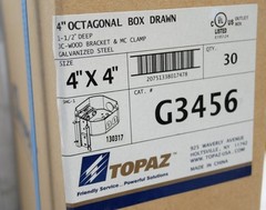 30 Count NEW 4″ Inch Octagonal Box Drawn 1-1/2 Deep Galvanized Steel TOPAZ G3456