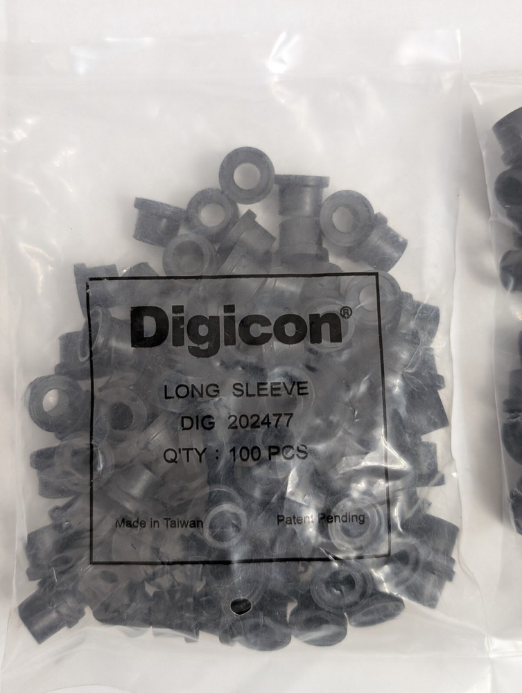 Lot of 200 DIGICON 202477 Long Sealing Sleeves, 1/2-Inch Top Hat Rubber Grommets