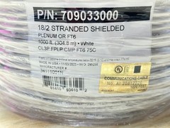 1000ft 18/2 Stranded Shielded Plenum FT6 White Cable Wire CL3P FPLP CMP USA