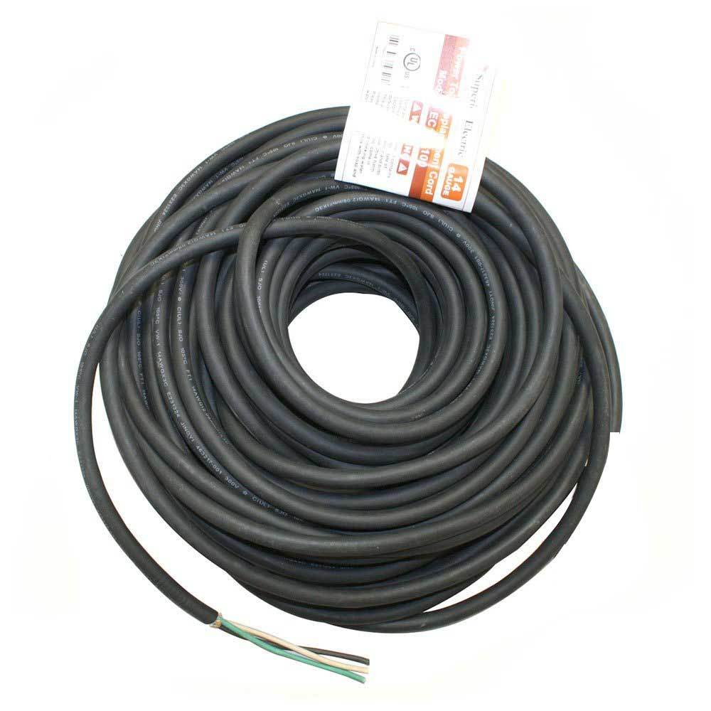 Superior Electric EC143-100 100 Feet 14 AWG SJO 3 Wire 125 Volt NEMA 5-15P Cord