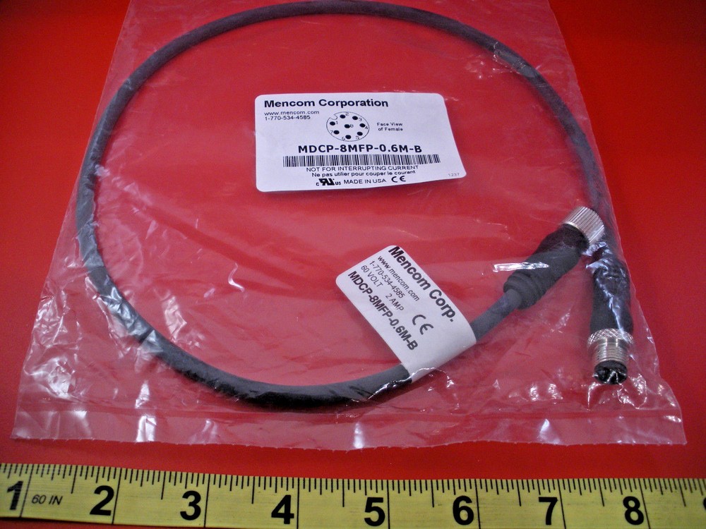 Mencom MDCP-8MFP-0.6M-B Connector Cordset Receptacle 8 Pin Pole Wire Nib New