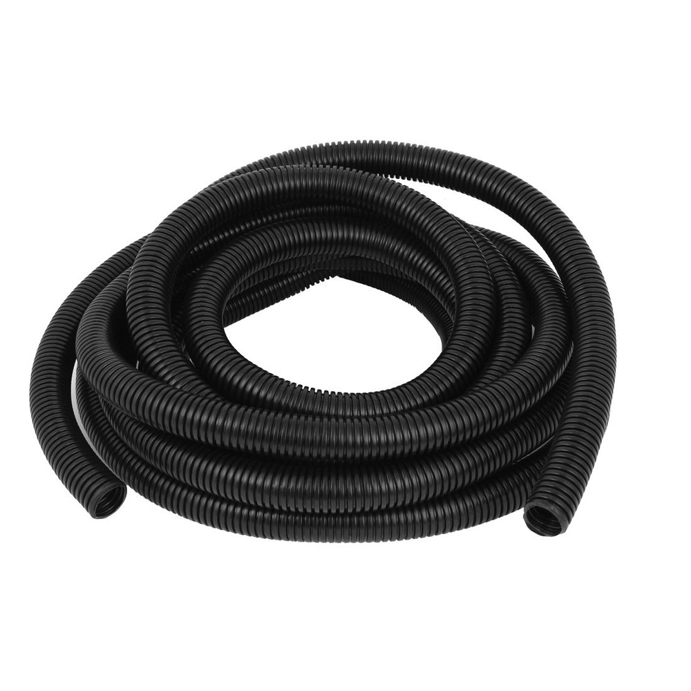 7 M 21×25 mm Nylon Flexible Corrugated Conduit Tube for Garden,Office Black