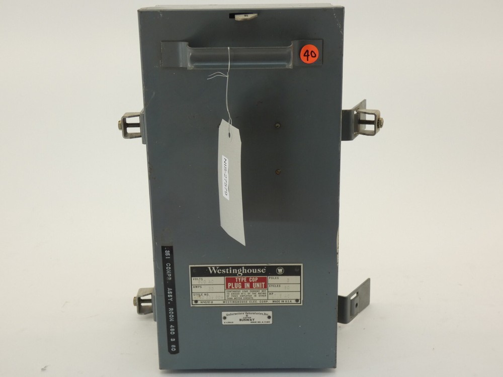Westinghouse 454D339G04 Fusible Cover Operated Bus Plug Type COP 600V 30A 3P,…