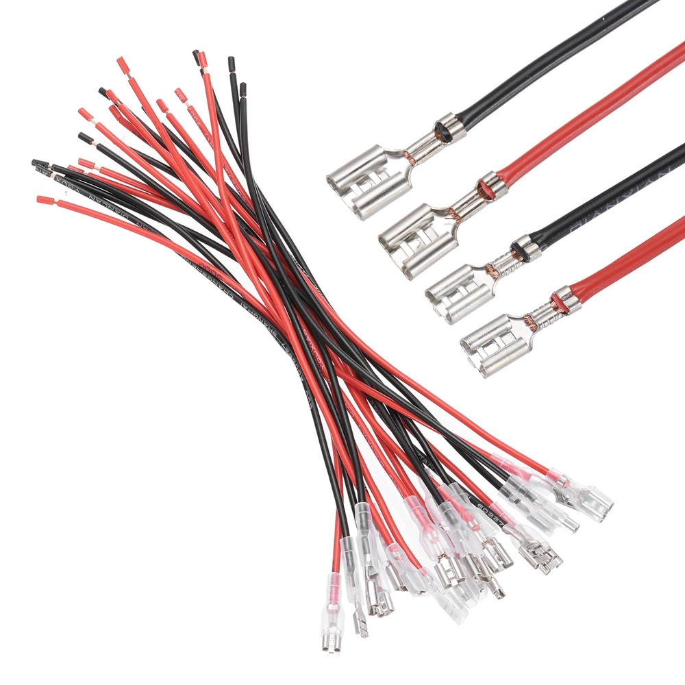 20Pcs Female Spade Crimp Terminal 2.8mm and 4.8mm 20cm Wires