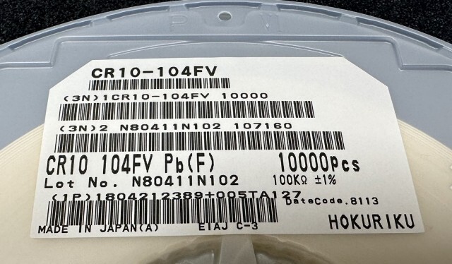 10K/REEL CR10-104FV Hokuriku SMD 0402 100K Ohm 1% 0.1W