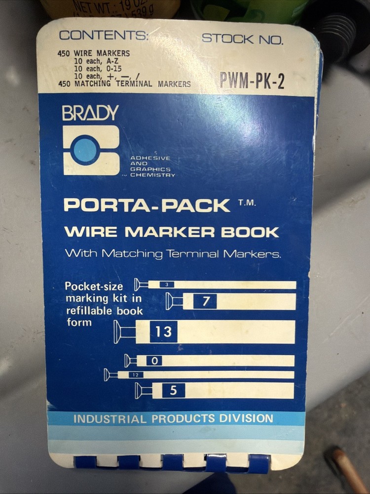 BRADY PWM-450 WIRE MARKERS, 10 Each A-Z 0-15,+,_. Unused