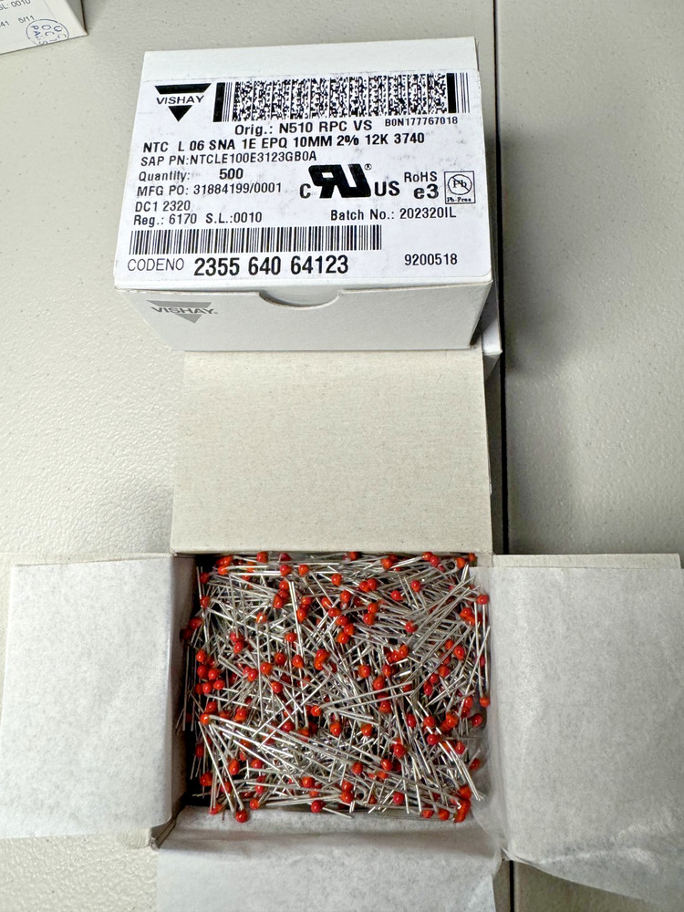 500X NTCLE100E3123GB0A VISHAY NTC Thermistor 12 kΩ ±2% B=3740 Box of 500 pcs