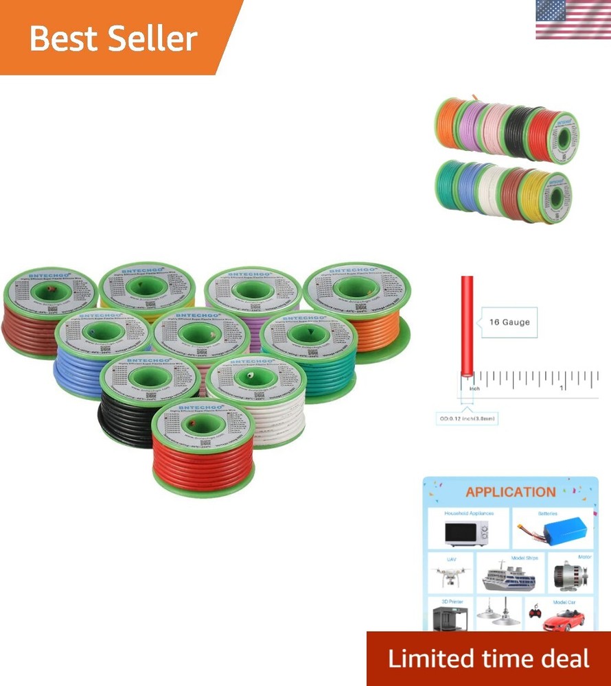 16 Gauge Silicone Wire Kit 10 Color Each 25 ft Flexible 16 AWG Stranded Tinne…