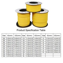 Yellow L Type PTFE Tube Pipe 150V Thin Wall 0.15/0.2/0.3mm ID 0.3mm~3.38mm Hose