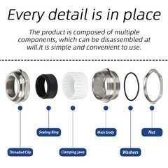 Ip68 Waterproof 304 Stainless Steel Cable Glands Compression Junction M8-M100