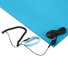 ESD Mat Kit with Wrist Strap and Grounding Cord (2ft x 4ft, Blue) 2ft x 4ft
