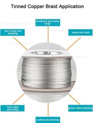 Braided Fabric Cable Flat Tinned Copper Metal Shielding Braided Sleeve Wire