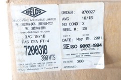 Delco 30-333 Fire Alarm Cable 3/c 18/1b Fas Csa Ft-4 500ft