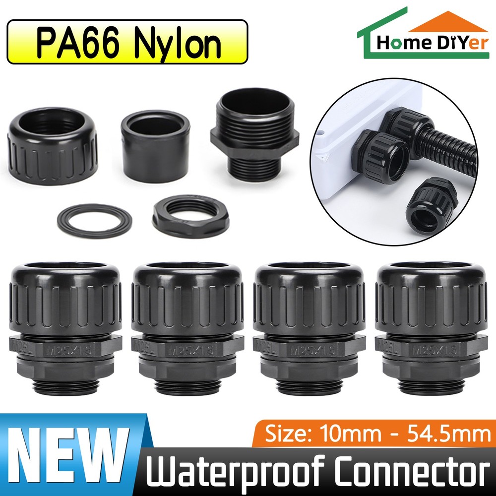 IP68 Waterproof Nylon Corrugated Sleeve Tubing Compression Junction AD10-AD54.5