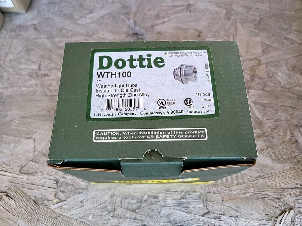 (10) LH Dottie WTH100 1″ Die-Cast Zinc Insulated Weathertight Rigid Conduit Hub