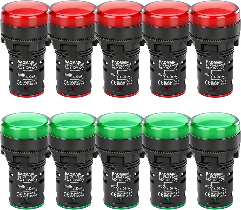 22mm LED Industrial Indicator Light 110V AC Pilot Indicator Light 7/8 Panel