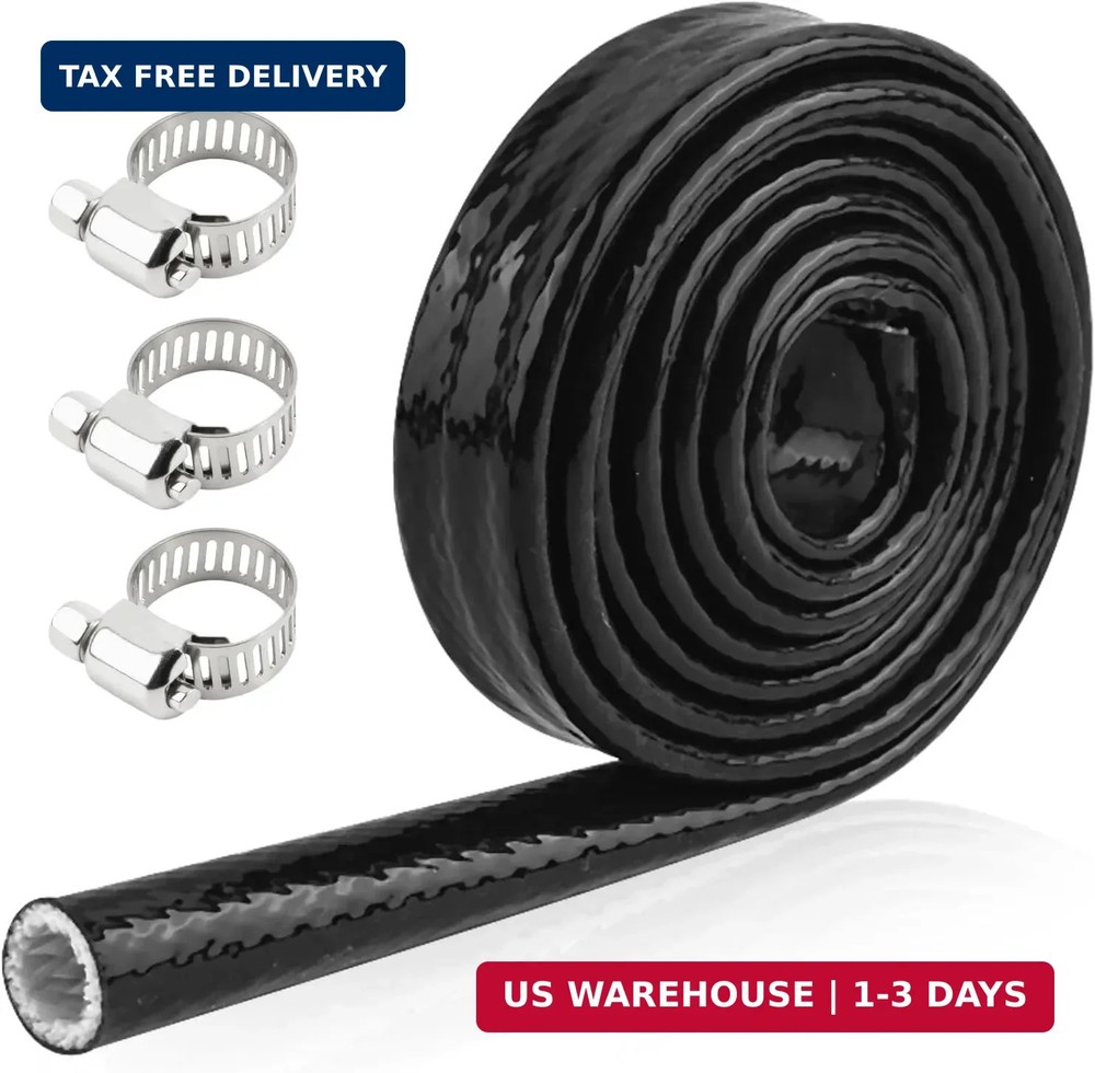 5Ft 3/8″ Fuel Line Heat Shield Sleeve Wire Protection Wrap Thermal Resistant
