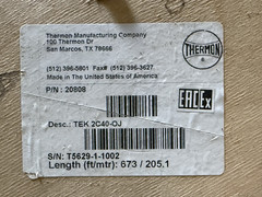 673′ Thermon Heating Cable TEK 2C40-OJ Heat Trace Wire PN: 20808