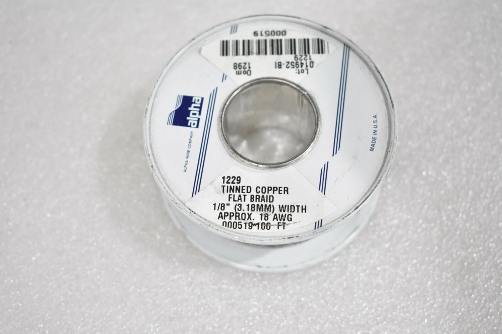ALPHA 1229 SPIRAL WRAPPED SLEEVES 1/8″ FLAT TINNED (10 FEET EACH)