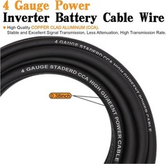 4 Gauge Wire Copper Clad Aluminum CCA 50FT Black/Red with 4ga W/ fuse block