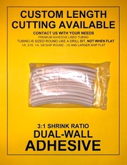 1/8″ / 3mm I.D WHITE (4″ 25pcs) Dual-Wall Adhesive Lined 3:1 Heat Shrink Tubing