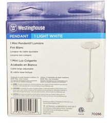 Westinghouse 1 Light Mini Pendant White Finish, Adjustable Cord Length, 70286