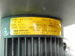EG&G Rotron 33752 Blower Motor, 230V, Series 328CF, 3125 RPM, 1 Phase, ​.90 Amp