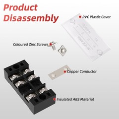 Dual Row 8 Position Screw Terminal Block Covered Pre-Insulated 25A Barrier