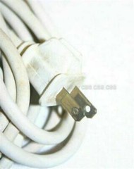 Beige AC Power Cable 2-Prong with Bare Wire Exposed Cut End Vintage