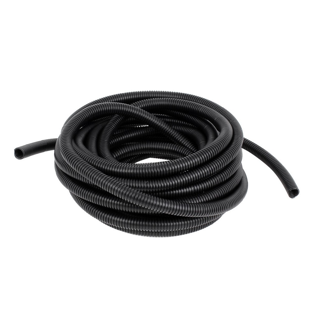 6.6 M 10 x 13 mm Plastic Corrugated Conduit Tube for Garden,Office Black
