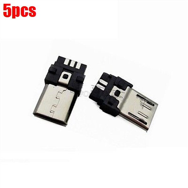 5 Pcs Jack Connectors Pcb Board Micro Usb Type B Male 5Pin Smt Socket Port mh