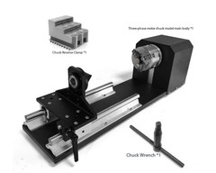 Laser Engraving Fixture with 360-Degree Rotating Spindle Chuck TailstockPlatform