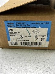 (Lot of 5) FS2 Crouse-Hinds Single Gang Box Conduit Outlet 3/4″