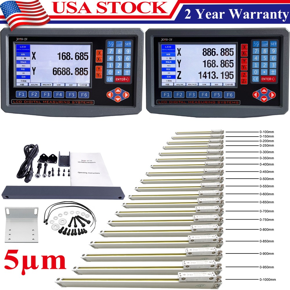 2/3 Axis Digital Readout Linear Scale DRO Display 5μm for Bridgeport/Knee Mill