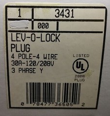 Lot of 3 Leviton 3431 LEV-O-LOCK Plug, 4 Pole, 4 Wire, 30A-120/208V, 3 Phase