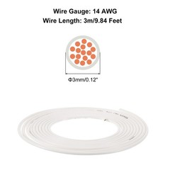 9.84 Feet 14 AWG Gauge THHN Stranded White Copper Building Wire 600V