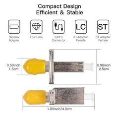4 Pieces LC Female to ST Female Simplex Fiber Optic Coupler Single Mode Adapter