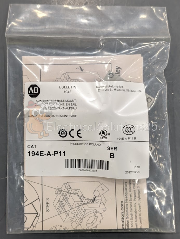 New Allen Bradley 194E-A-P11 Aux Contact Block 1NO/1NC – Base Mount – Free Ship