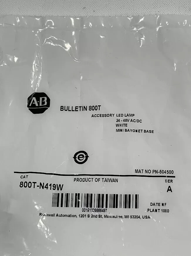New-ALLEN BRADLEY 800T-N419W 24-48V AC/DC White LED Replacement Bulb 2207 N419W