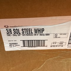 30 PCS (6’EA) SOUTHWIRE SNAP IN LIGHT FIXTURE WHIP 55293001 18-3 METAL CLAD ED4U