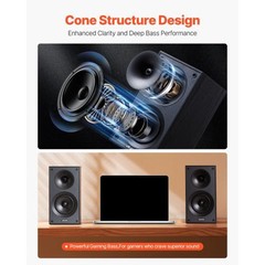 Passive Bookshelf Speaker, 300W, Book Shelf Stereo Speakers with 5.25-Inch Woofe
