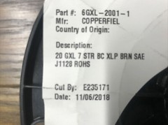 25 Ft Copperfield #20awg SAE J1128 GXL Brown General Purpose Wire # 6GXL2001-1