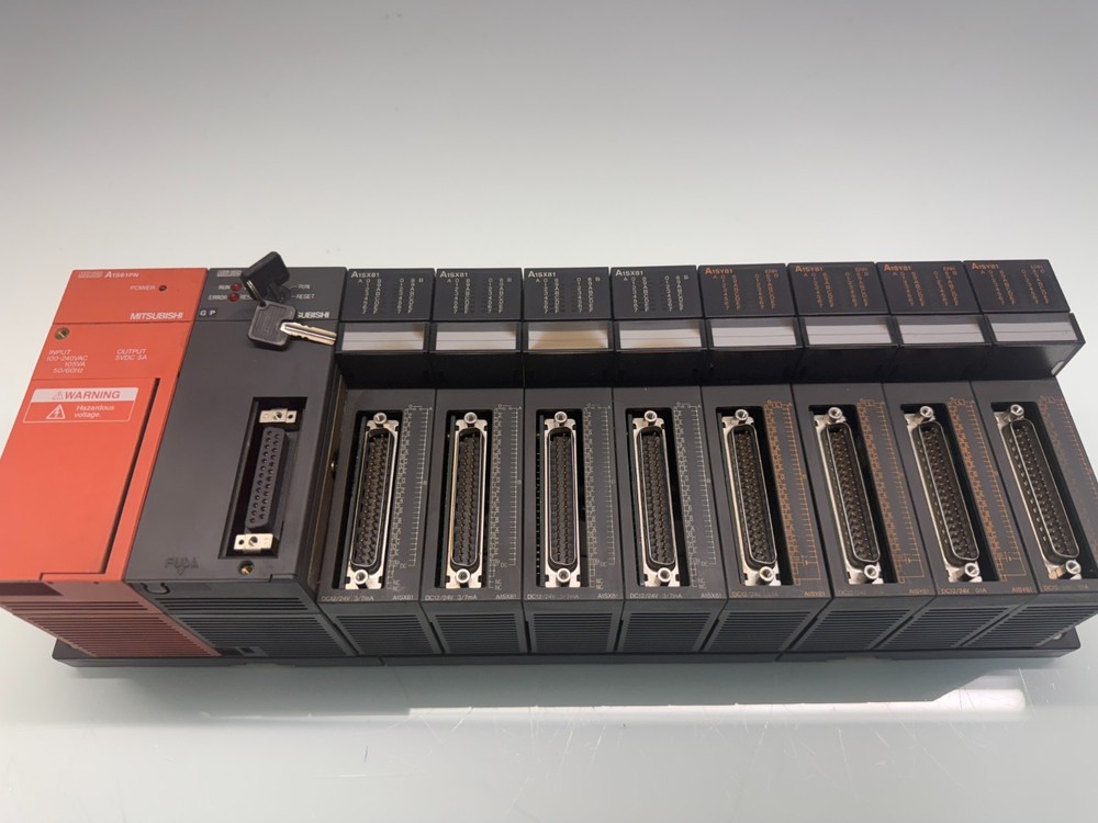 USED MITSUBISHI A1S61PN A1SHCPU A1SX81 (4) A1SY81 RACK PROCESSOR P/S MODULES LOT