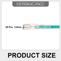20Pcs Female Spade Crimp Terminal 3.8mm 20cm Wires, Green