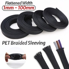 PET Braided Sleeving Loom Wire Sleeving Cable Sheathing Cotton Yarn Black