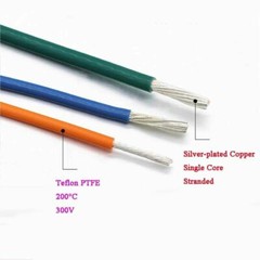 0.05-1.5mm² PTFE Silver-plated Copper Cable Stranded Wire Hook-up 200°C Coloured