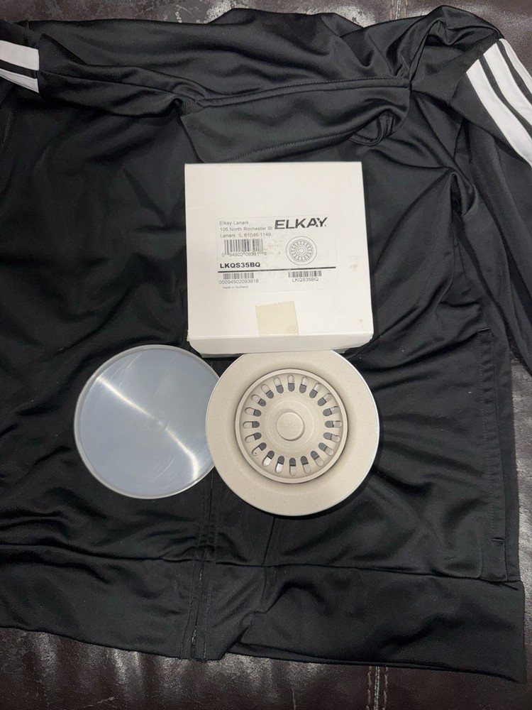 Elkay LKQD35BQ Plastic Disposer Flange with Basket Strainer and Stopper, Bisque