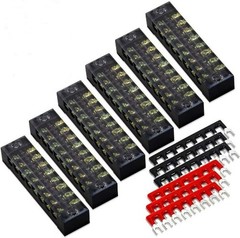 12pcs Terminal Block Strip 6 Sets 8 Position 600V 15A Screw Terminal Barrier